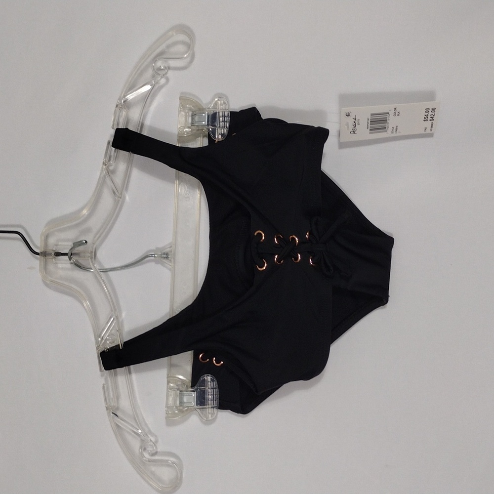 NWT Raisins Black Lace-Up Girls Two Piece Newport Swimsuit Size 7